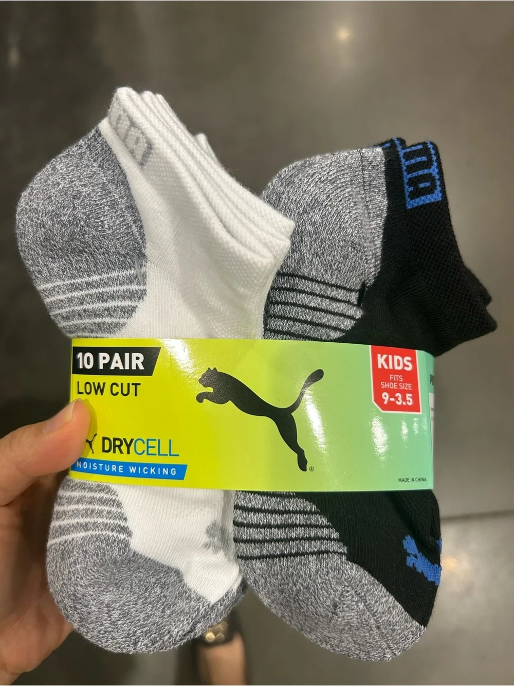 NWT PUMA Youth Low Cut 10-Pack DryCELL Socks